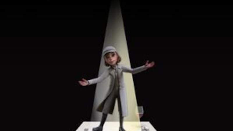 Animierte Detektivfigur auf einem Tisch, beworben als "Sherlys Spurensuche - Das immersive Krimidinner". Text: "Immersiv - Interaktiv - 3D"., © engesser marketing GmbH Animierte Detektivfigur auf einem Tisch, beworben als "Sherlys Spurensuche - Das immersive Krimidinner". Text: "Immersiv - Interaktiv - 3D"., © engesser marketing GmbH