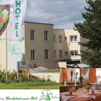 Collage des Berkheimer Hof Hotels: Außenansicht mit Fahnen, Restauranttisch, Hotelzimmer und ein Gericht in einer Pfanne., © Hotel Berkheimer Hof, (Esslingen), Collage des Berkheimer Hof Hotels: Außenansicht mit Fahnen, Restauranttisch, Hotelzimmer und ein Gericht in einer Pfanne., © Hotel Berkheimer Hof, (Esslingen),