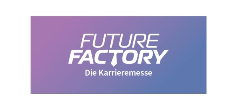 Logo der Future Factory Karrieremesse auf einem lila-blauen Hintergrund. Der Schriftzug ist in Wei&szlig; gehalten., &copy; Ungeheuer + Ulmer KG GmbH + Co.
