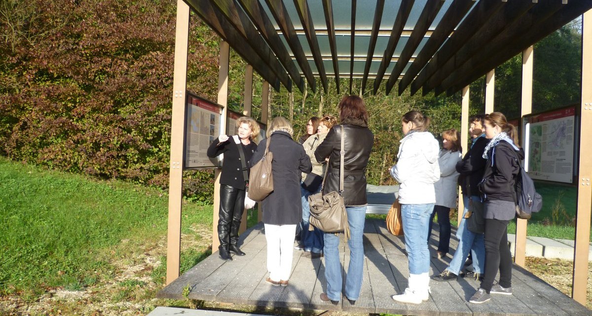 Eine Gruppe von Menschen steht unter einem Holzpavillon im Freien. Sie scheinen einer Präsentation oder Führung zu folgen. Im Hintergrund sind Bäume., © Remstal Tourismus e.V. Eine Gruppe von Menschen steht unter einem Holzpavillon im Freien. Sie scheinen einer Präsentation oder Führung zu folgen. Im Hintergrund sind Bäume., © Remstal Tourismus e.V.