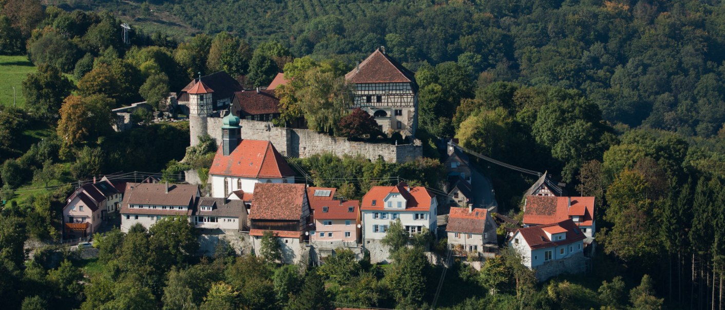 Burg Maienfels Luftaufnahme, © FVG Schwäbischer Wald