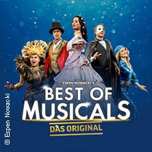 Plakat f&uuml;r 'Best of Musicals' mit Figuren aus verschiedenen Musicals vor blauem Hintergrund., &copy; links im Bild