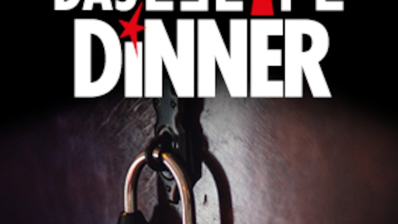 Logo von 'Das Escape Dinner' in Rot und Schwarz auf einem Kreuzwortr&auml;tsel-Hintergrund., &copy; engesser marketing GmbH