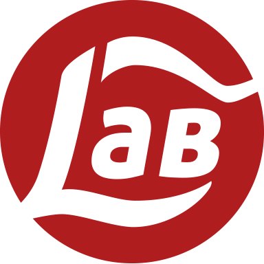 Rotes Logo mit weißem Schriftzug 'Lab' in einem Kreis. Der Schriftzug ist stilisiert und dynamisch gestaltet., © Laboratorium e. V.