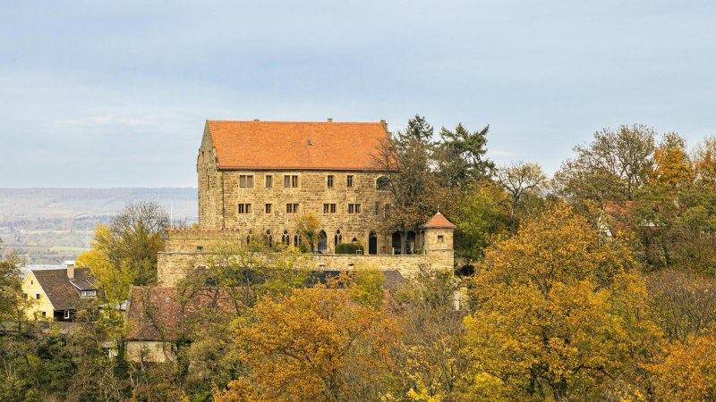 Schloss Magenheim in Cleebronn thront majest&auml;tisch auf einem H&uuml;gel, umgeben von herbstlich gef&auml;rbten B&auml;umen und einer weiten Landschaft., &copy; SMG, Sarah Schmid