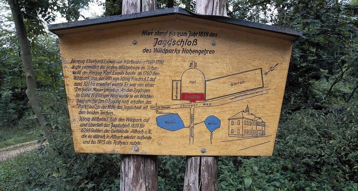 Schild zum alten Jagdschloss, &copy; Landkreis Esslingen