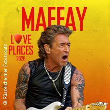 Musiker mit Gitarre vor gelb-orangefarbenem Hintergrund, Text: Maffay Love Places 2026., &copy; links im Bild