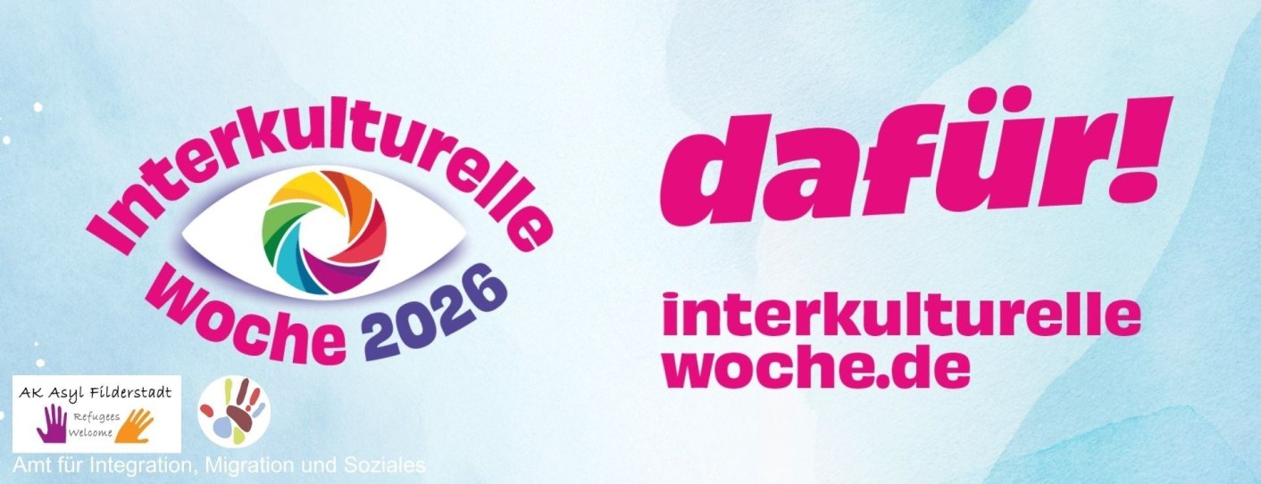 Logo der Interkulturellen Woche 2026 "daf&uuml;r", &copy; IKW, AK Asyl Filderstadt und Stadt Filderstadt