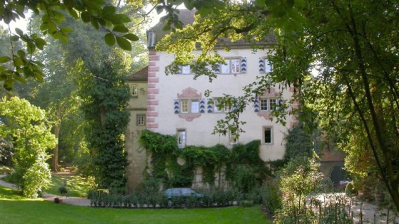 Burg Schaubeck inmitten eines gr&uuml;nen Gartens, umgeben von B&auml;umen. Die Fassade ist mit Efeu bewachsen, und Sonnenlicht f&auml;llt durch die Bl&auml;tter., &copy; Stuttgart Marketing