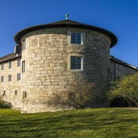 Turm des Schorndorfer Burgschloss im Weitwinkel, © SMG, Sarah Schmid