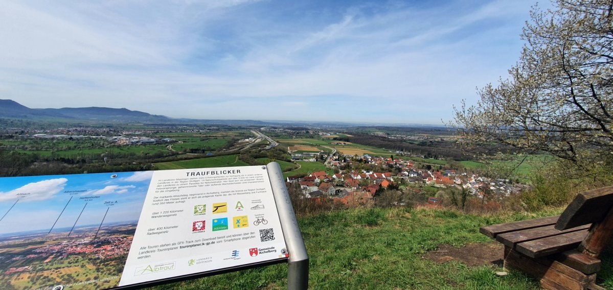 Aichelberg Aussichtspunkt mit Traufblicker-Tafel, &copy; Landkreis G&ouml;ppingen