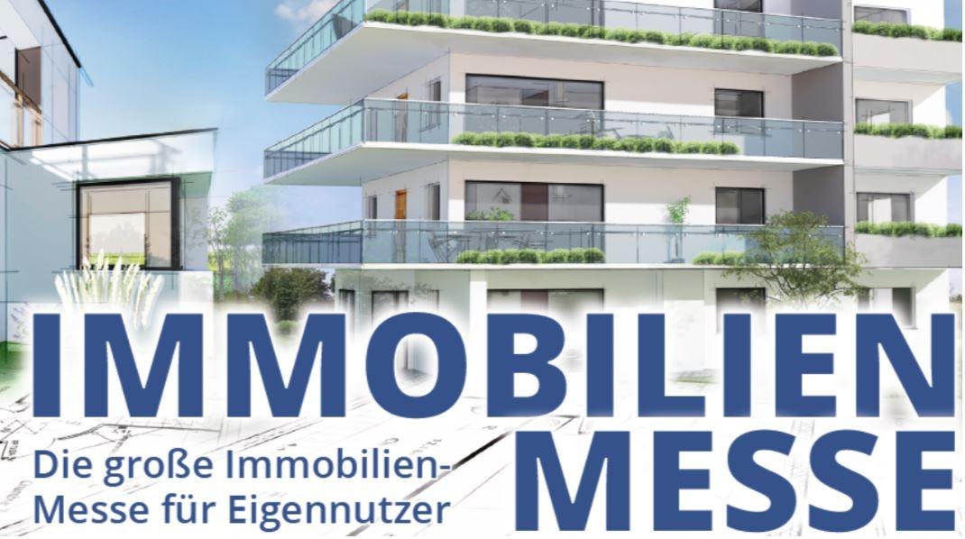 Werbung für die Immobilienmesse Böblingen mit einem modernen Gebäude und dem Text: "Die große Immobilien-Messe für Eigennutzer"., © © Veranstalter