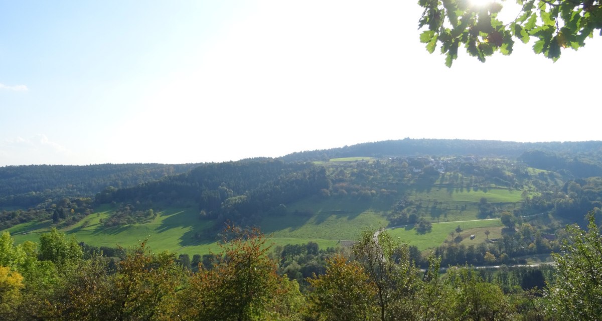 Grüne Hügel und Bäume im Vordergrund, Sonnenlicht scheint durch Blätter. Aussichtspunkt Ellenberg., © Stadt Schorndorf Grüne Hügel und Bäume im Vordergrund, Sonnenlicht scheint durch Blätter. Aussichtspunkt Ellenberg., © Stadt Schorndorf