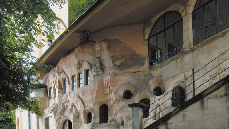 Blick auf die Felsenkapelle St. Salvator, © Foto: Walter Laible Blick auf die Felsenkapelle St. Salvator, © Foto: Walter Laible
