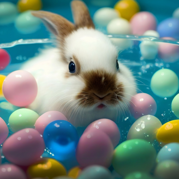 Osterhase im Pool, &copy; Stadtwerke Ludwigsburg-Kornwestheim GmbH