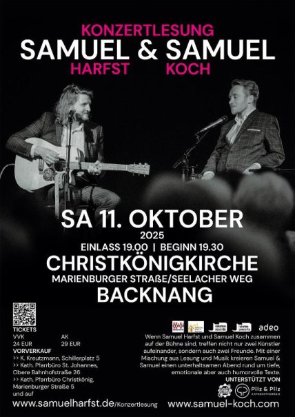 Konzertlesung - Samuel Koch & Samuel Harfst, © Backnang