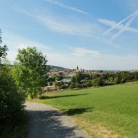 Panoramablick auf Weil der Stadt mit grünen Wiesen und Bäumen im Vordergrund unter blauem Himmel., © Natur.Nah. Schönbuch & Heckengäu