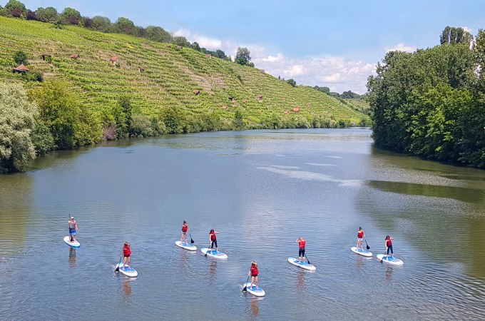 SUP GRUNDKURS in Marbach am Neckar Landschaftspark - Stand Up Paddeln ist wie Urlaub auf dem Wasser! Adventure-Jones-Tours.de Paddling!  (bei Stuttgart/Ludwigsburg/Heilbronn), © Jens Hein Sports & Events