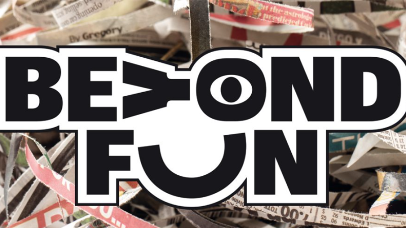 Logo Beyond Fun mit Papierstreifen im Hintergrund, © Verein Künstler der Filder und Kulturregion Stuttgart Logo Beyond Fun mit Papierstreifen im Hintergrund, © Verein Künstler der Filder und Kulturregion Stuttgart