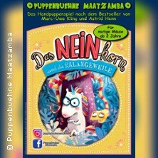 Plakat für das Puppenspiel 'Das NEINhorn und die SchLANGEWEILE' mit einem Einhorn und einer Schlange. Buntes Design, geeignet für Kinder ab 2 Jahren., © links im Bild Plakat für das Puppenspiel 'Das NEINhorn und die SchLANGEWEILE' mit einem Einhorn und einer Schlange. Buntes Design, geeignet für Kinder ab 2 Jahren., © links im Bild