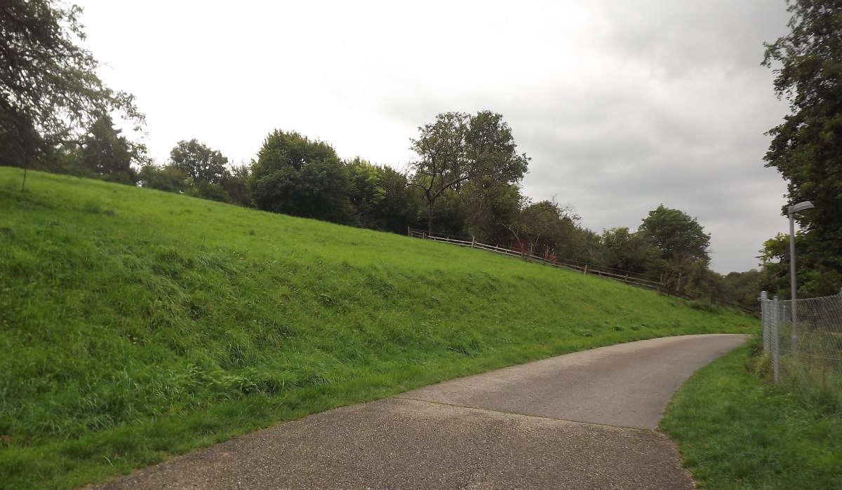 Ein asphaltierter Weg schlängelt sich durch eine grüne Wiese, gesäumt von Bäumen und einem Zaun, unter einem bewölkten Himmel., © Natur.Nah. Schönbuch & Heckengäu Ein asphaltierter Weg schlängelt sich durch eine grüne Wiese, gesäumt von Bäumen und einem Zaun, unter einem bewölkten Himmel., © Natur.Nah. Schönbuch & Heckengäu