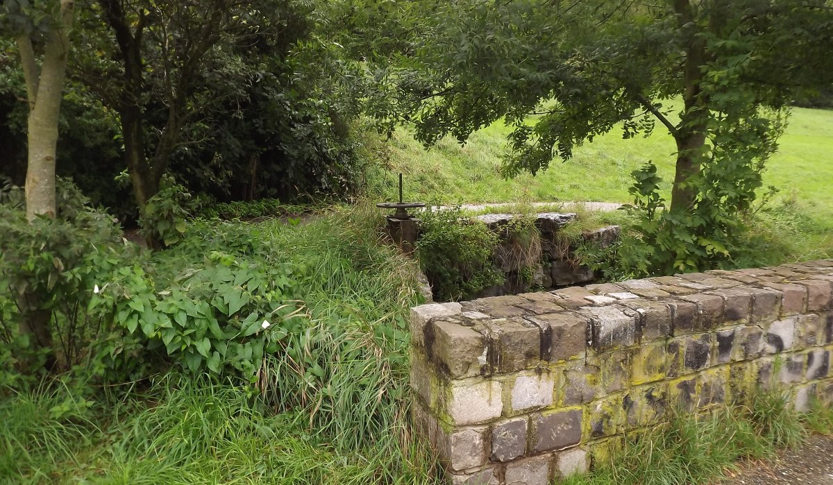 Eine kleine Steinbrücke führt über einen Graben, umgeben von üppigem Grün und Bäumen., © Natur.Nah. Schönbuch & Heckengäu Eine kleine Steinbrücke führt über einen Graben, umgeben von üppigem Grün und Bäumen., © Natur.Nah. Schönbuch & Heckengäu