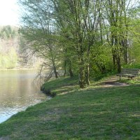 Ein ruhiger See mit grünen Bäumen am Ufer. Ein Pfad führt zu einer Bank, die zum Verweilen einlädt. Im Hintergrund sind bewaldete Hügel zu sehen., © Natur.Nah. Schönbuch & Heckengäu Ein ruhiger See mit grünen Bäumen am Ufer. Ein Pfad führt zu einer Bank, die zum Verweilen einlädt. Im Hintergrund sind bewaldete Hügel zu sehen., © Natur.Nah. Schönbuch & Heckengäu