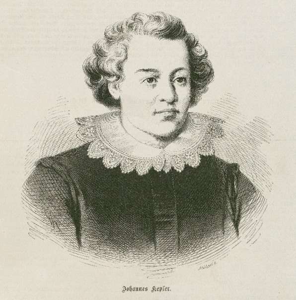 Holzschnitt von Johannes Kepler mit detailliertem Spitzenkragen, erstellt von Max Isaac Michael. Der Ausdruck ist ernst und nachdenklich., &copy; Hans Joachim Albinus