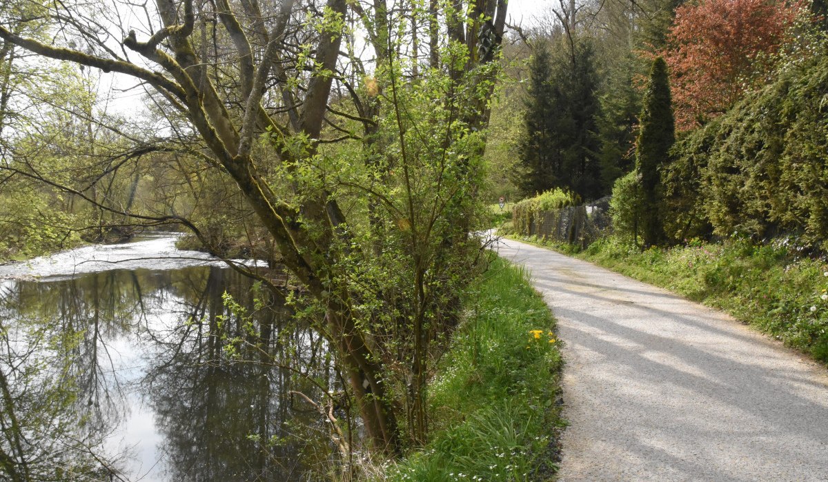 Ein schmaler Weg verläuft entlang eines Flusses, umgeben von Bäumen und grüner Vegetation. Der Himmel ist bewölkt., © Ev. Kirchenbezirk Schorndorf Ein schmaler Weg verläuft entlang eines Flusses, umgeben von Bäumen und grüner Vegetation. Der Himmel ist bewölkt., © Ev. Kirchenbezirk Schorndorf