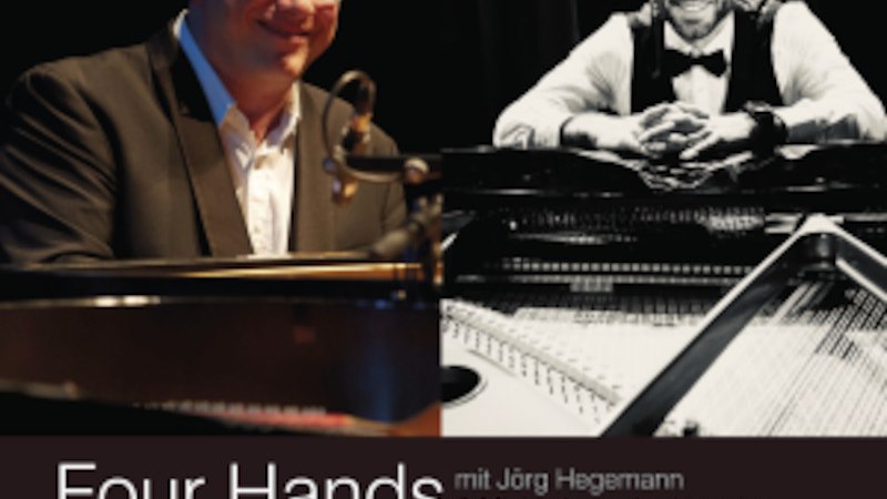 Zwei Pianisten spielen gemeinsam Boogie Woogie. Einer ist in Farbe, der andere in Schwarz-Weiß dargestellt. Der Titel lautet 'Four Hands Boogie Woogie 3'., © Touristik Bad Wildbad GmbH Zwei Pianisten spielen gemeinsam Boogie Woogie. Einer ist in Farbe, der andere in Schwarz-Weiß dargestellt. Der Titel lautet 'Four Hands Boogie Woogie 3'., © Touristik Bad Wildbad GmbH