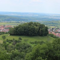 Blick auf Beuren mit einem bewaldeten Hügel im Vordergrund und einem Dorf mit roten Dächern im Hintergrund, umgeben von grüner Landschaft., © Kurverwaltung Beuren Blick auf Beuren mit einem bewaldeten Hügel im Vordergrund und einem Dorf mit roten Dächern im Hintergrund, umgeben von grüner Landschaft., © Kurverwaltung Beuren