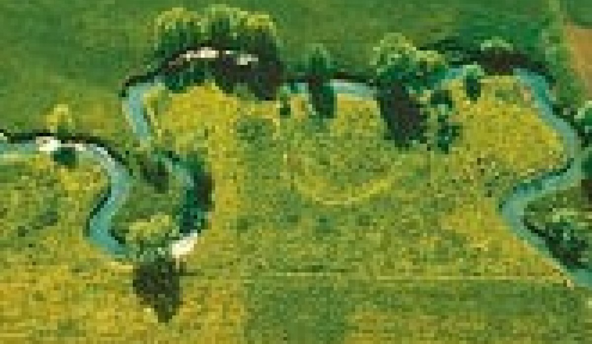 Luftaufnahme eines gewundenen Flusses, der sich durch grüne Felder schlängelt. Die Landschaft ist von Bäumen gesäumt., © Natur.Nah. Schönbuch & Heckengäu Luftaufnahme eines gewundenen Flusses, der sich durch grüne Felder schlängelt. Die Landschaft ist von Bäumen gesäumt., © Natur.Nah. Schönbuch & Heckengäu