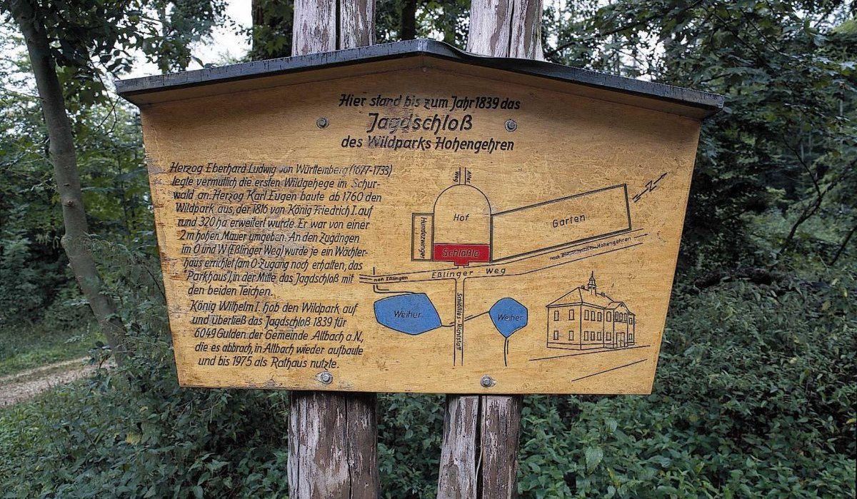 Schild zum alten Jagdschloss, &copy; Landkreis Esslingen