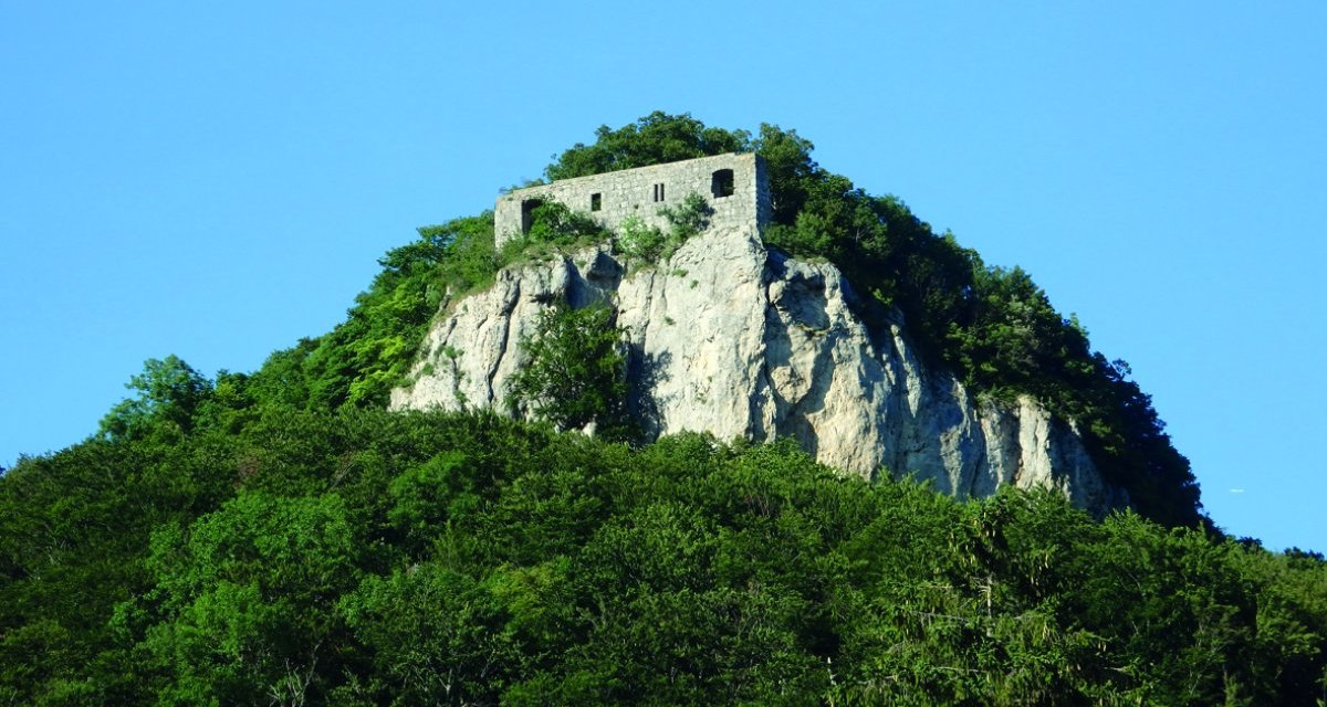 Die Burgruine Rosenstein thront auf einem bewaldeten Felsen unter klarem Himmel., © Foto: Volker Rösner Die Burgruine Rosenstein thront auf einem bewaldeten Felsen unter klarem Himmel., © Foto: Volker Rösner