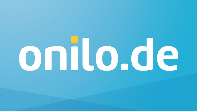 Logo von onilo.de auf blauem Hintergrund mit weißem Text und einem gelben Punkt über dem 'i'., © Stadtbibliothek Sindelfingen Logo von onilo.de auf blauem Hintergrund mit weißem Text und einem gelben Punkt über dem 'i'., © Stadtbibliothek Sindelfingen