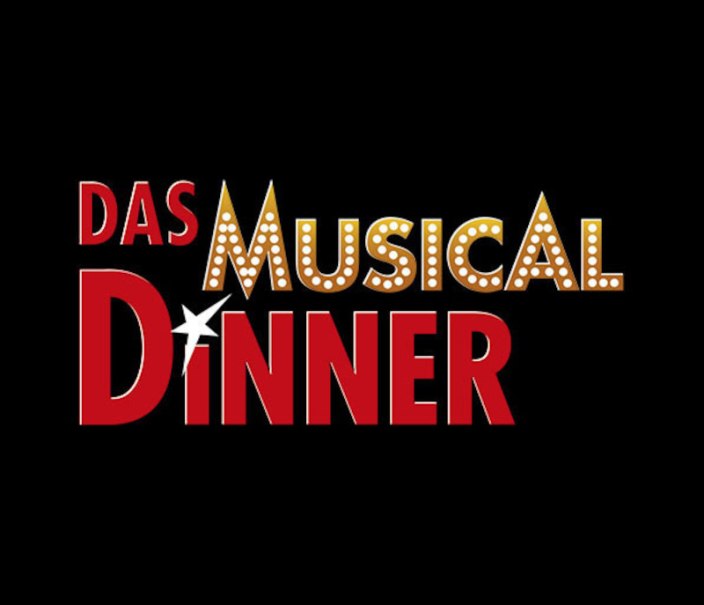Logo von 'Das Musical Dinner' mit leuchtenden Buchstaben und einem Stern auf schwarzem Hintergrund., &copy; engesser marketing GmbH