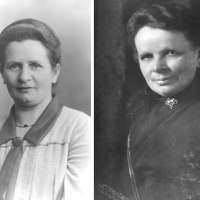 Zwei historische Porträtfotos von Frauen. Links eine Frau in einem hellen Kleid, rechts eine Frau in dunkler Kleidung mit Brosche., © Für die Bildrechte: Amt für Medien und Kommunikation Schwäbisch Gmünd