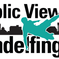 Logo mit der Aufschrift 'Public Viewing Sindelfingen', einem Fußballspieler und der Skyline von Sindelfingen im Hintergrund., © ©City-Marketing e.V.