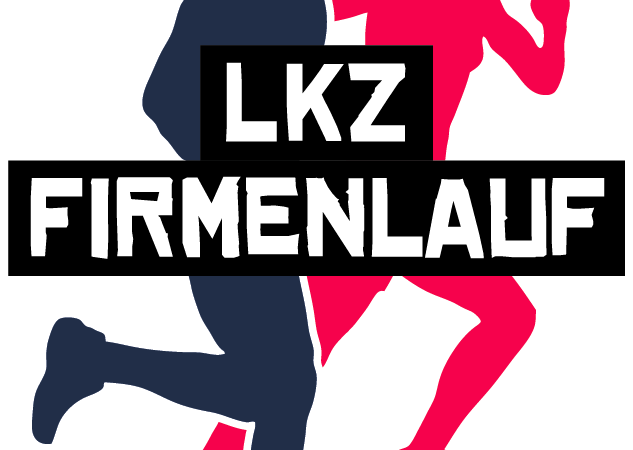 Logo des LKZ-Firmenlaufs mit einer blauen und einer pinken Silhouette von laufenden Personen. Der Schriftzug "LKZ Firmenlauf" ist zentral platziert., &copy; Ungeheuer + Ulmer KG GmbH + Co.