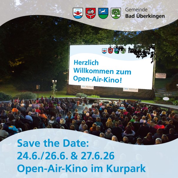 Open-Air-Kino im Kurpark Bad Überkingen - Save the Date, © Gemeinde Bad Überkingen Open-Air-Kino im Kurpark Bad Überkingen - Save the Date, © Gemeinde Bad Überkingen