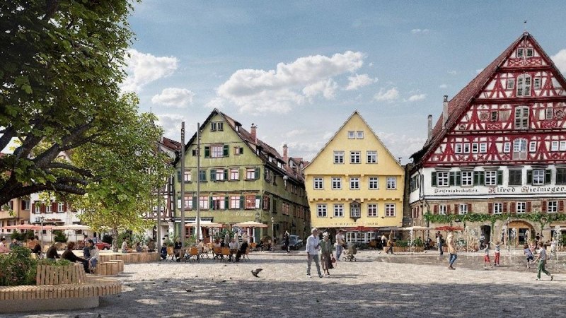 Illustration des neuen Marktplatzes in Esslingen, © Denkmalschutz Illustration des neuen Marktplatzes in Esslingen, © Denkmalschutz