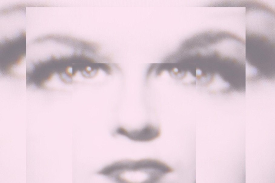 Abstrakte Darstellung eines Gesichts mit Fokus auf Augen und Mund, in weichen Pastelltönen und überlappenden Rechtecken., © © Frieder Grindler