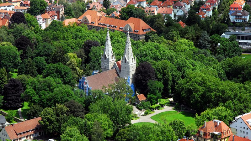 Luftaufnahme der Oberhofenkirche Göppingen Luftaufnahme der Oberhofenkirche Göppingen