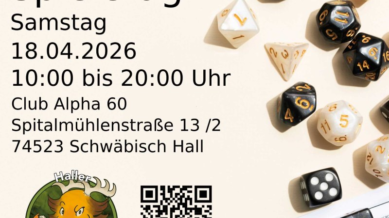 Ein Tag im Zeichen des gemeinsamen Spielens! Die Haller Spielgilde e.V. l&auml;dt alle Interessierten ein, in die Welt der Brettspiele, Tabletops und Rollenspiele einzutauchen. Ob Einsteiger oder Profi &ndash; bei uns stehen der Spa&szlig; und das Miteinander im Vordergrund. Spiele k&ouml;nnen vor Ort ausprobiert werden, erfahrene Spielleiter unterst&uuml;tzen bei den Regeln., &copy; Haller Spielgilde e.V.