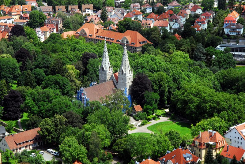 Luftaufnahme der Oberhofenkirche Göppingen Luftaufnahme der Oberhofenkirche Göppingen