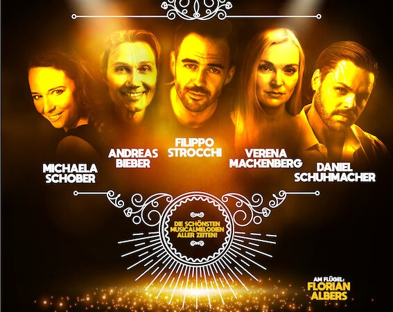 Poster für den Gala-Abend des Musicals mit Künstlerporträts und Veranstaltungsdetails. Datum: 25.01.2026, Ort: Stadthalle Leonberg., © Stadthalle Leonberg