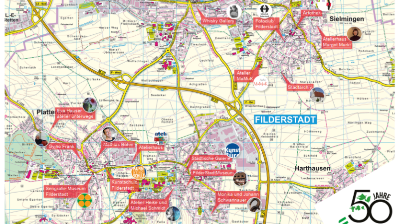 Bild vom Stadtplan Tag der Kultur in Filderstadt, © Stadt Filderstadt, Dagmar Bauer und alle Mitwirkenden