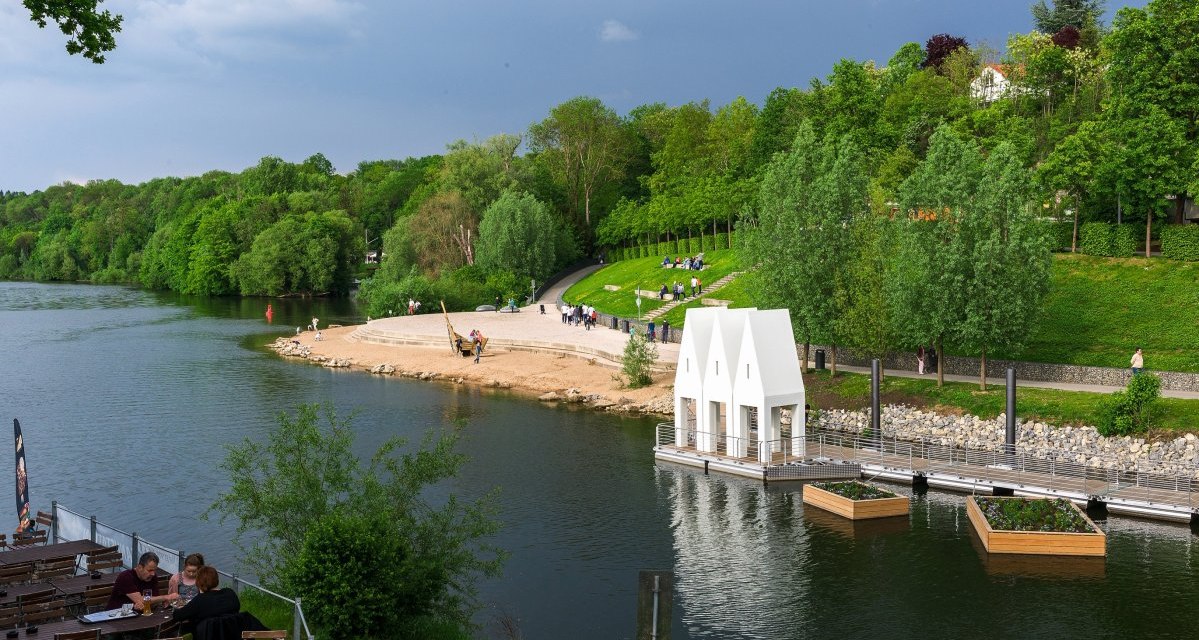 Die Station "Badehaus" in Remseck am Neckar wurde im Rahmen des Architekturprojekts "16 Stationen" vom Archtitekturbüro Christoph Mäckler Architekten (Frankfurt) zur Remstal Gartenschau 2019 entworfen., © Remstal Tourismus e.V., Architekt: Christoph Mäckler Architekten, Frankfurt Die Station "Badehaus" in Remseck am Neckar wurde im Rahmen des Architekturprojekts "16 Stationen" vom Archtitekturbüro Christoph Mäckler Architekten (Frankfurt) zur Remstal Gartenschau 2019 entworfen., © Remstal Tourismus e.V., Architekt: Christoph Mäckler Architekten, Frankfurt