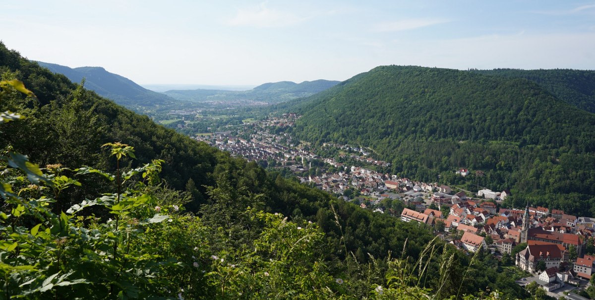 Aus Blick vom Vorderen Hanner Felsen auf das Ermstal, © Susanne Maier, blackdotswhitespots