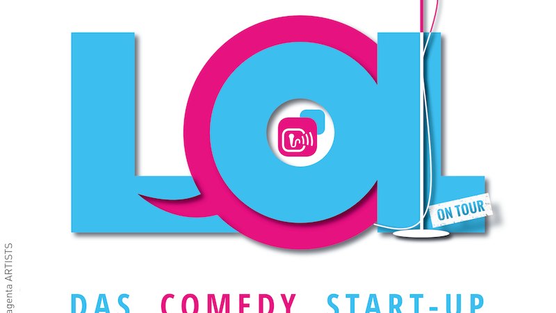 Logo von LOL - Das Comedy Start-Up in Blau und Pink mit Mikrofon und "On Tour"-Schild., © Stadt Kornwestheim Kulturmanagement Logo von LOL - Das Comedy Start-Up in Blau und Pink mit Mikrofon und "On Tour"-Schild., © Stadt Kornwestheim Kulturmanagement